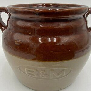Vintage B & M Baked Beans Stoneware Bean Pot Only Brown Tan 0606 USA